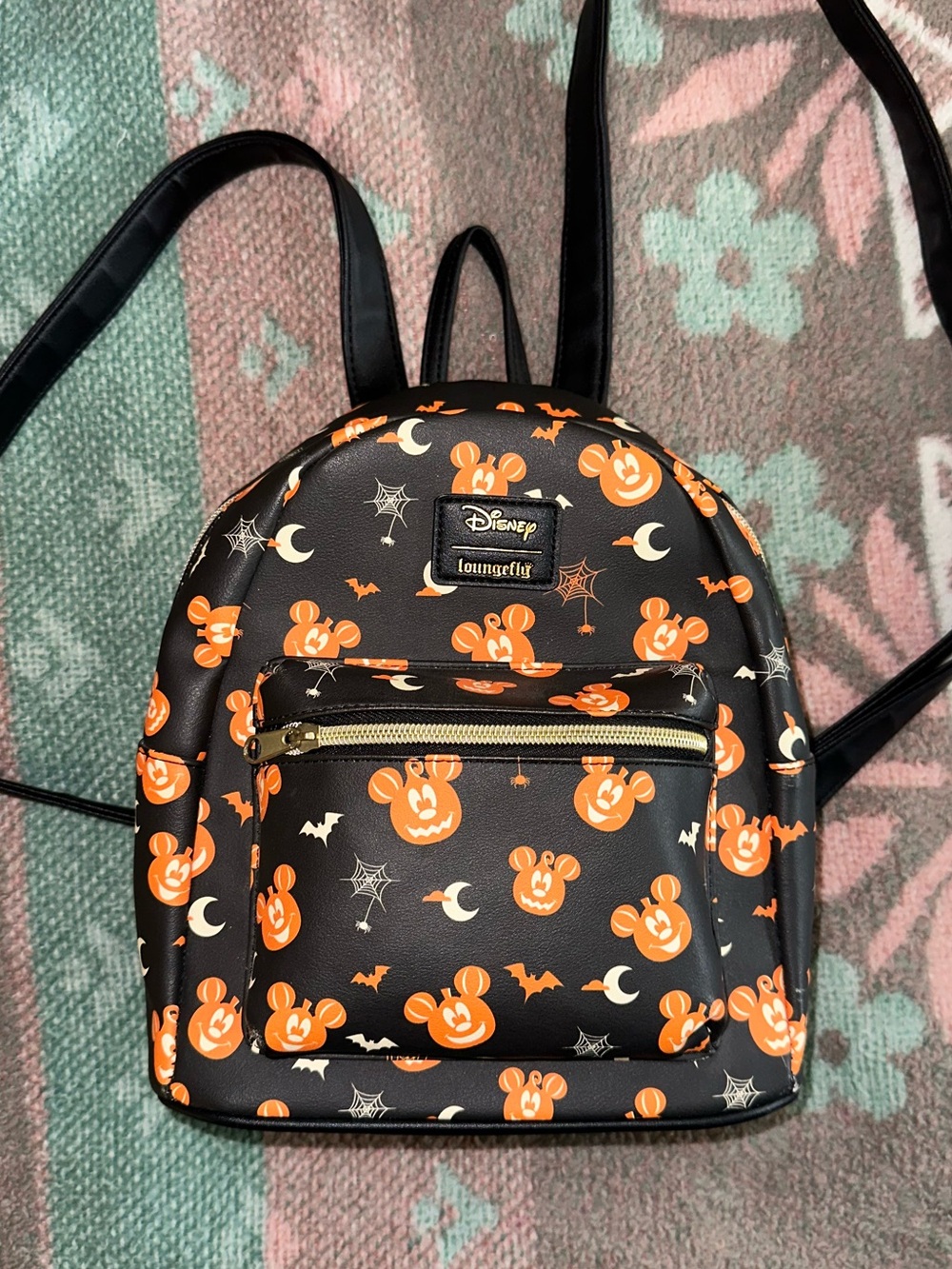 Loungefly Black & Orange Mickey Pumpkin Mini Backpack